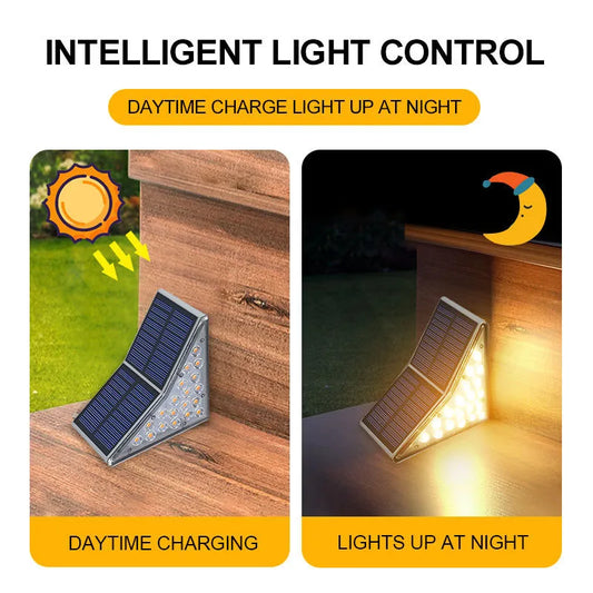 Solar Step Lights for Outside IP67 Waterproof Solar Stair Light Warm White Lighting Patio Garden Courtyard Door Sidewalk Decor