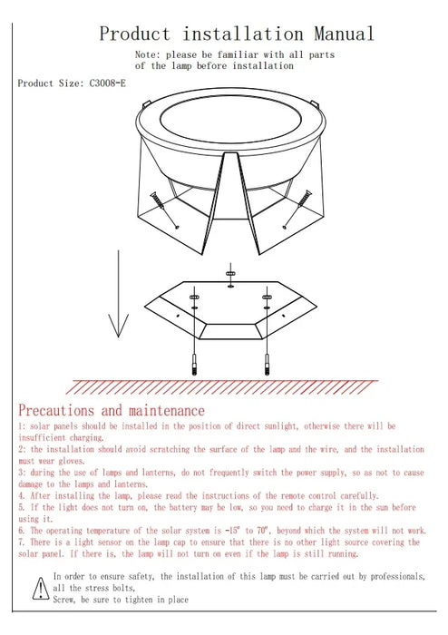 Solar Post Light Outdoor Column Pillar Light 3000K IP65 Garden Landscape Lighting for Patio Fence Cap Deck Flat Surface Fixtures