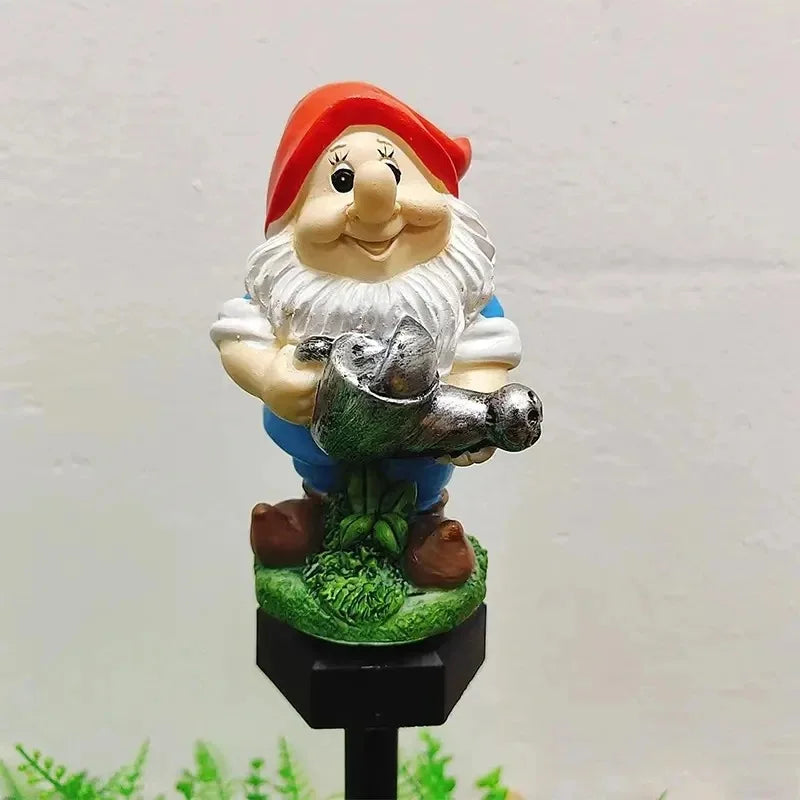 Solar Lamp Watering Dwarf Lamp Resin Crafts Santa Claus Lamp Led Outdoor Lighting Decorative Landscape Lamp Solar Garden Lamp Lawn Lamp for Courtyard Garden Path Lawn Holiday Decoration Christmas
