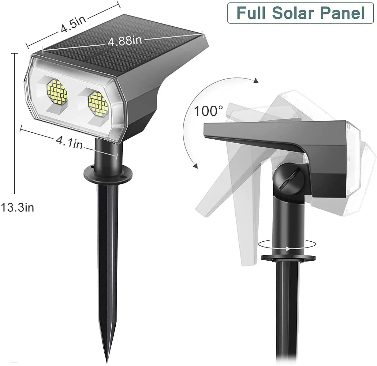 48 LEDs Solar Light Outdoors Landscape Spotlights,  2 in 1 Wireless Waterproof Outdoor Solar Spotlights for Yard Garden Patio