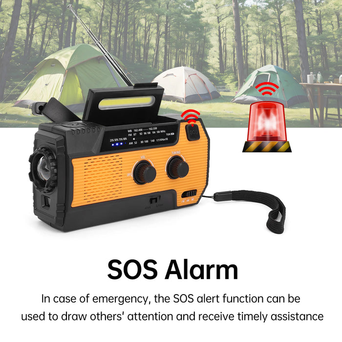Multi-function Emergency Radio Hand Crank Emergency Radio Solar Crank Portable Outdoor Radio US Plug with SOS Alarm