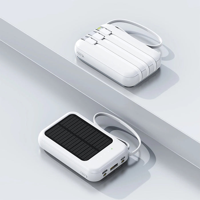 20000mAh High Capacity Solar Power Bank External Charger Powerbank LED Light New Solar Charger Built Cables 2 USB Ports