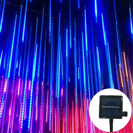 Outdoor Christmas Decoration 30/50cm Solar Meteor Shower Rain Holiday Light Led Light String for Tree Garden 8 Tube Fairy Light