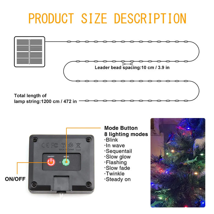Solar String Lights Outdoor Waterproof  Fairy Lights Twinkle Silver Wire Light 8 Modes for Garden Xmas Party Wedding Decor
