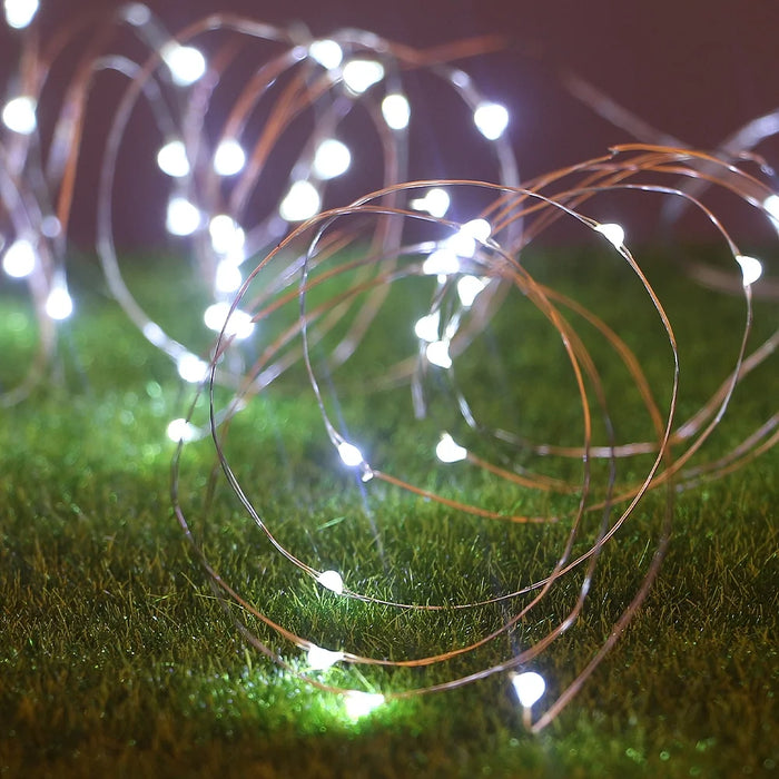 Solar String Lights Outdoor Waterproof  Fairy Lights Twinkle Silver Wire Light 8 Modes for Garden Xmas Party Wedding Decor