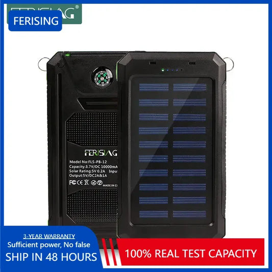 Waterproof Solar Power Bank 10000mAh Dual USB External Polymer Battery Charger Outdoor lamp Light Powerbank (Clearance  Sale)