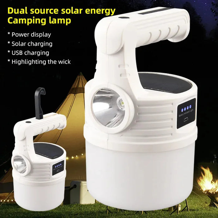 Solar Rechargeable LED Flashlight COB Zoomable Waterproof Tactical Torch Lamp Bulbs Can Charge Mobile Phone Camping Flashlight