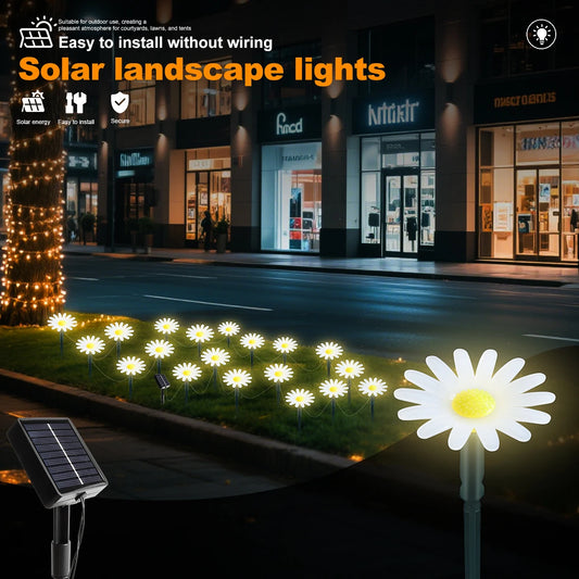 Solar Outdoor Garden Lawn Pilot Light 20LEDS Waterproof Courtyard Flower Path Light String for Camping Wedding Christmas Decor