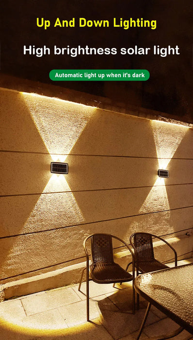 Solar Wall Lamp Led Outdoor Waterproof Decoration Garden Lamp Up And Down Luminous Lighting for Wall Porch Balcony Garden Street