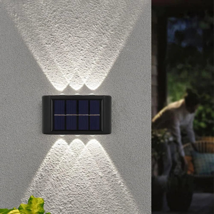 Solar Fence Lights Up and Down, Solar Powered LED Sconce Waterproof Outdoor Wall Lights for House Deck Steps Patio Garden Porch