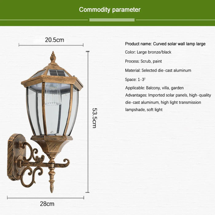 Solar Wall Lamps Outdoor Waterproof Lighting External European Style Villa Patio Light Home Gate Balcony Porch Rustproof Lights