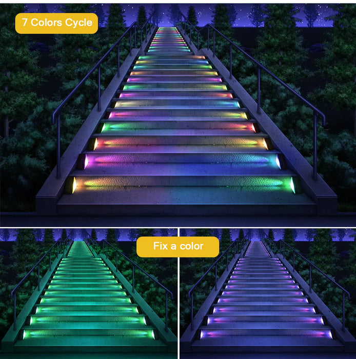 Solar Stair Lights Solar Step Light Outdoor Anti-theft Waterproof IP67 Decor for Garden Stair Deck Front Porch and Patio