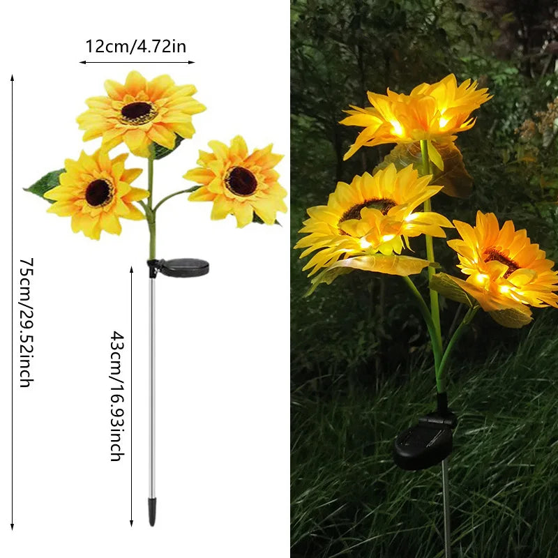 Solar Lights Outdoor Simulated Sunflower Fairy LED Lawn Lamp Garden Courtyard Ground Light Wedding Christmas Home Decoration
