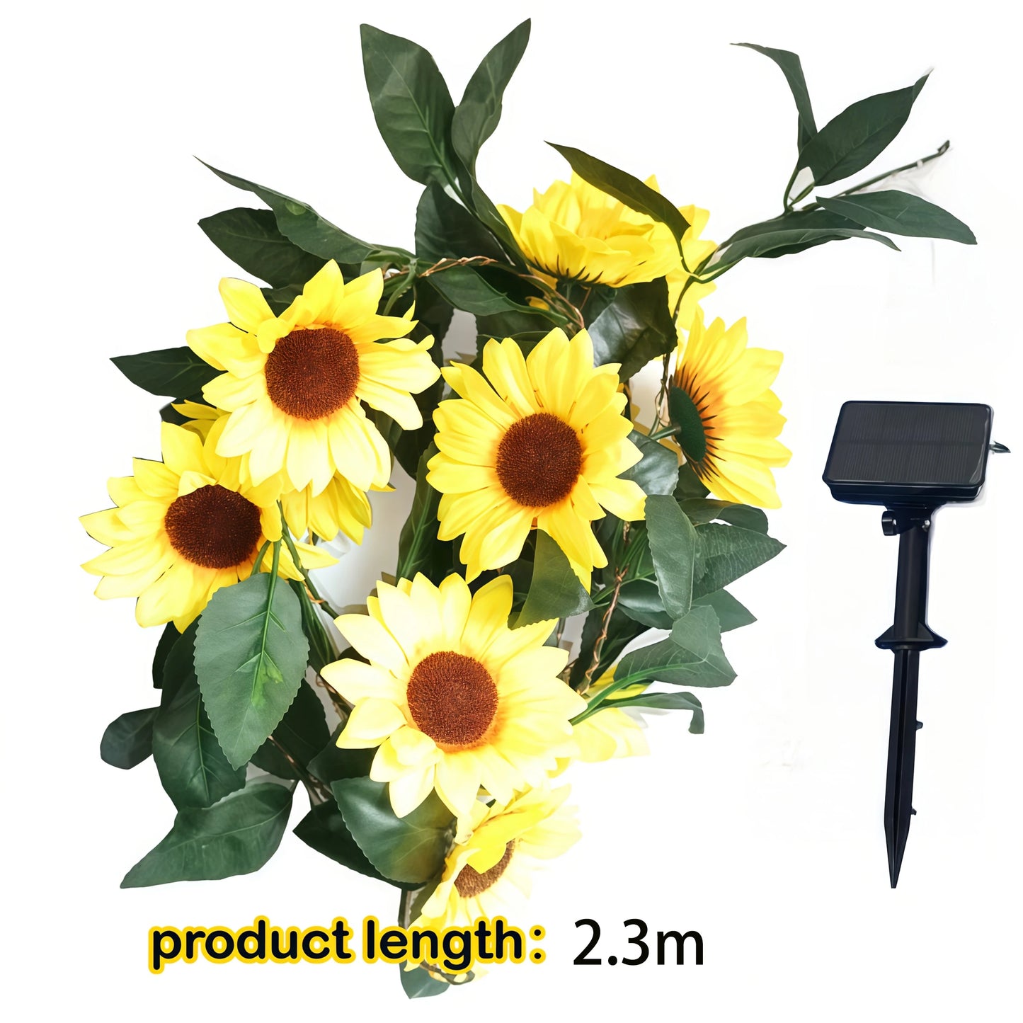 Solar Sunflower String Light LED Floral Vine Sunflower Garland Waterproof for Outdoor Fence Wedding Gardens Balcony Fairy Light