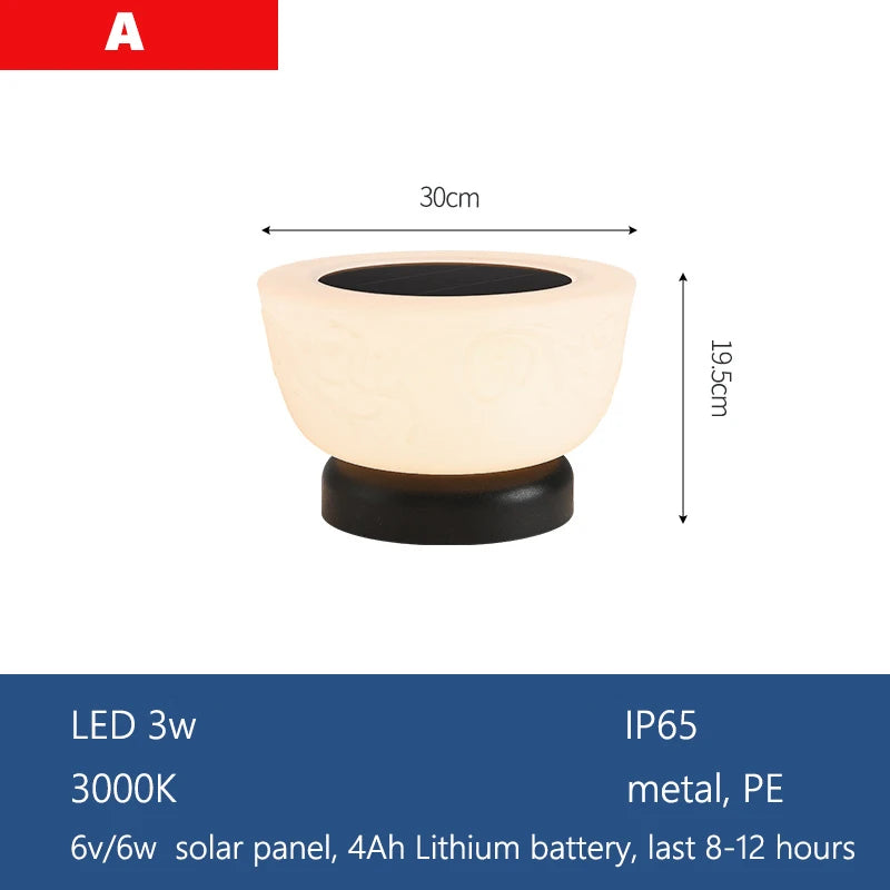 Outdoor Pillar Light Solar Powered Energy Saving IP65 Post Cap Lamp Auto Dusk-to-Dawn Sensor for Garden Villa Gate Pathway Fence