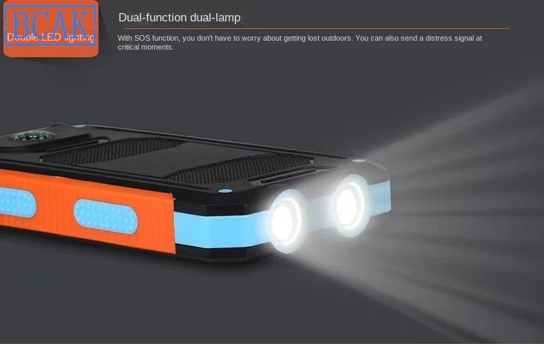 Hot New Style 200000mAh  Large Capacity Solar Power Bank New Portable With Lanyard Compass External Battery Outdoor Camping Char