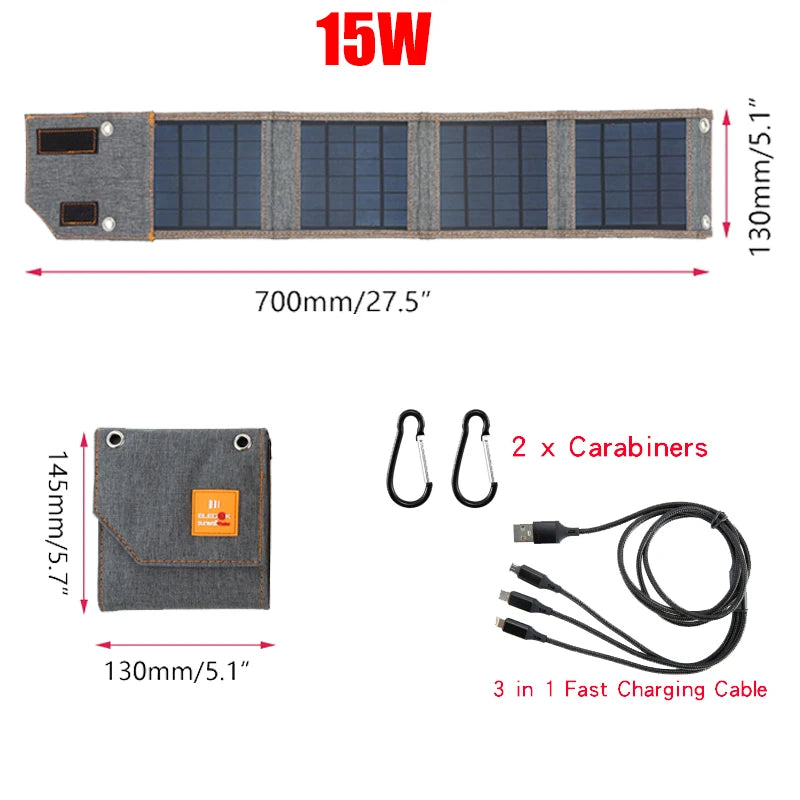 5V 20W 30W Portable Foldable Solar Panel Waterproof for Cell Phone Power Bank Battery Charger Outdoor Camping Tourism Fishing