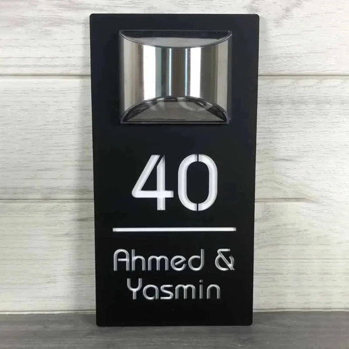 Customize Rectangle House Sign Solar LED Light Modern Residential Address Plaque Outdoor House Number Street Name Door Plates