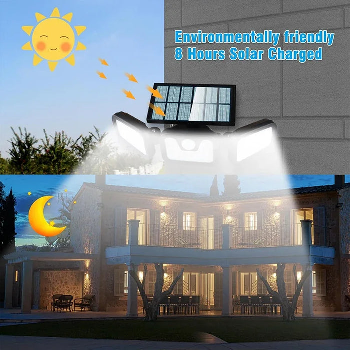 Solar Lights Outdoor Motion Sensor Human Induction Adjustable Head IP65 Waterproof Solar Power Wall Lamp