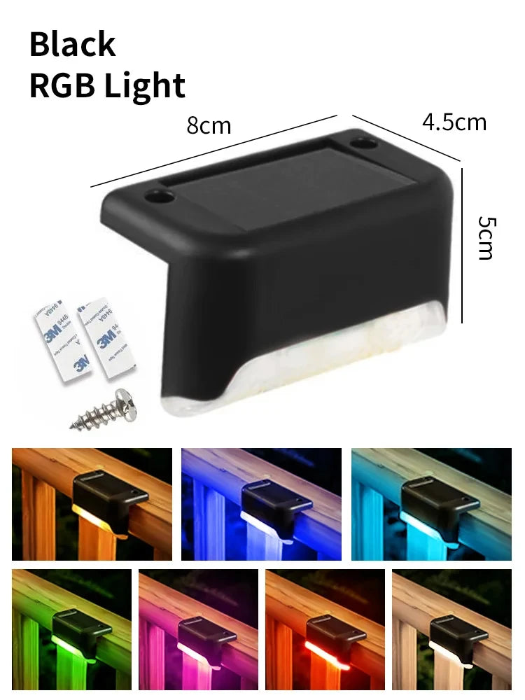 LED Solar Step Lights Outdoor Fence Light Garden Decorative Wall Lamp Waterproof For Courtyard Yard Pathway Railing Lighting