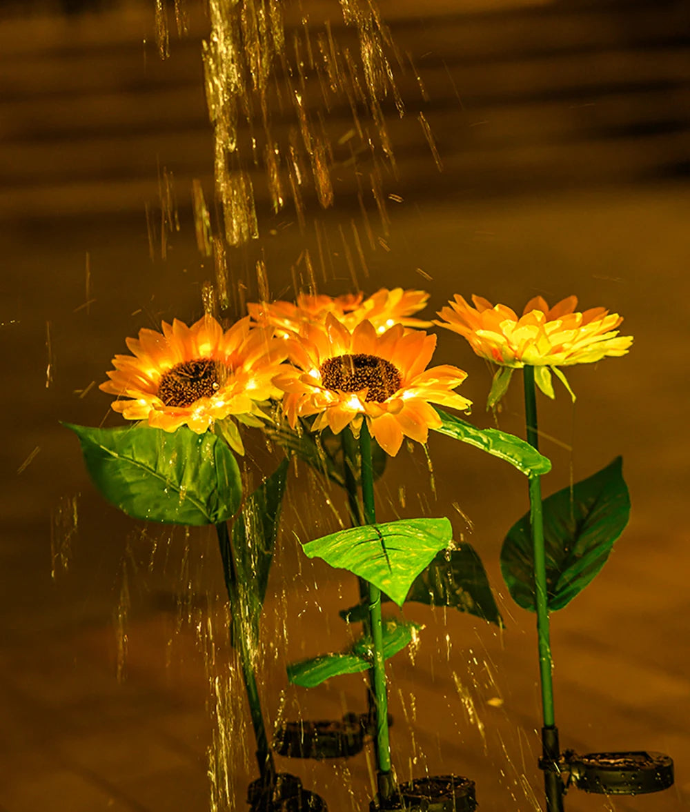 LED Solar Sunflower Outdoor Lawn Light IP65 Waterproof Pathway Yard Wedding Holiday Garden Decoration Solar Flowers Lamp