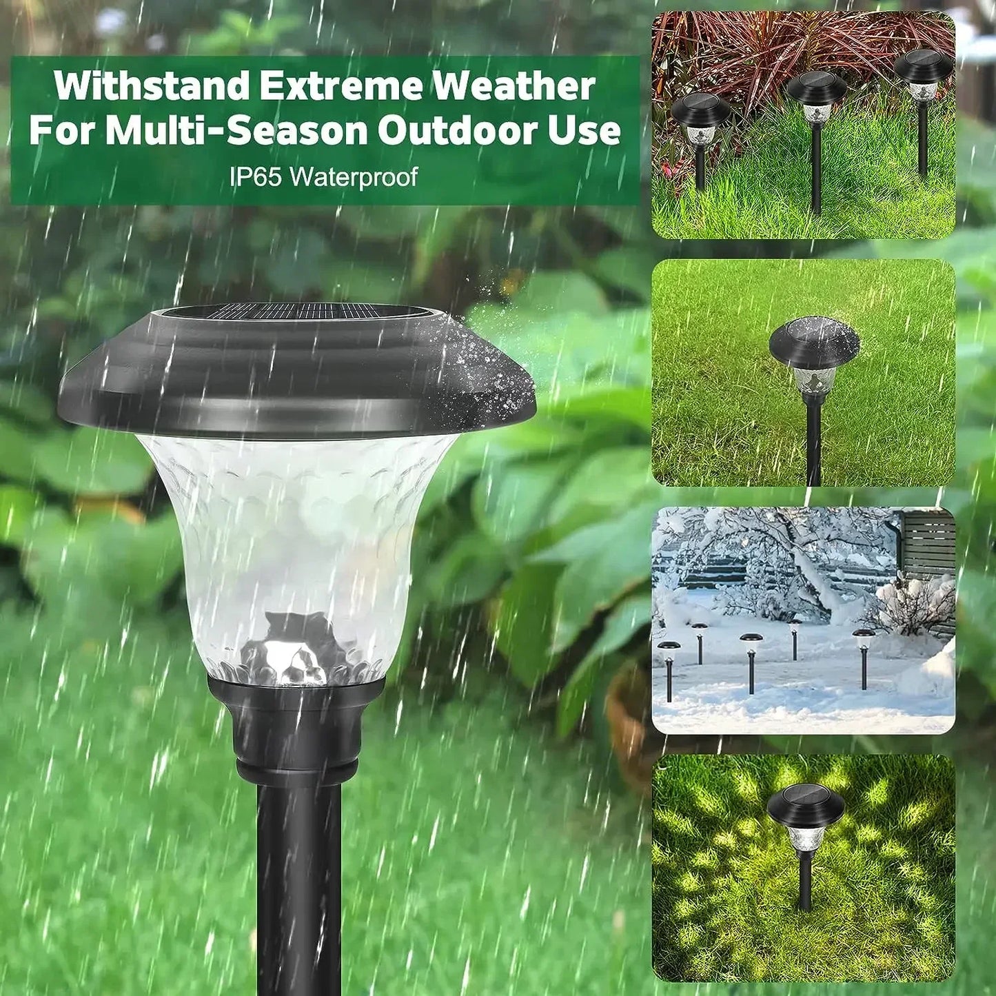 Solar Pathway Lights Outdoor Waterproof Bright Monocrystalline Silicon Garden Decora Light LED Landscape Lamp for Yard Fenced