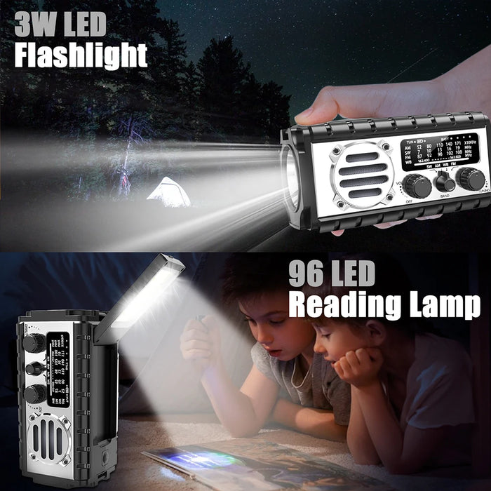 Emergency Hand Crank Radio 20000mAh Portable Weather Radio with Flashlight Reading Lamp SOS Alarm Solar Radio for Emergency/Home