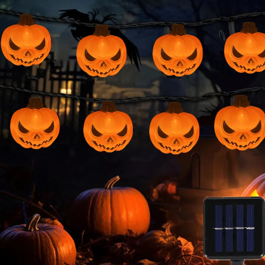 Solar Lights for Halloween Decorations Pumpkin Outdoor Spooky String Lights for Easter Garden Yard  Decor