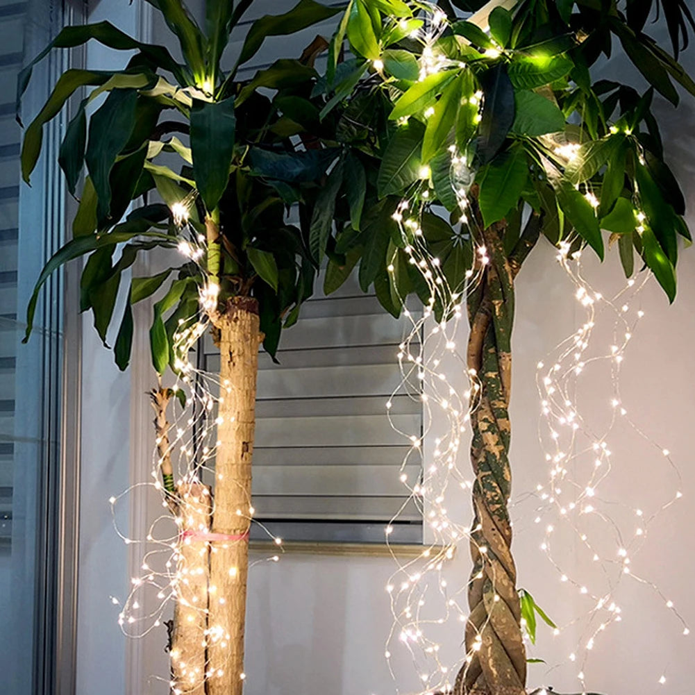 1set Solar String Light, 10 Strands 200 LEDs Hanging Vine Tree Lights Waterfall Vine Branch Lights Twinkle Starry Lights