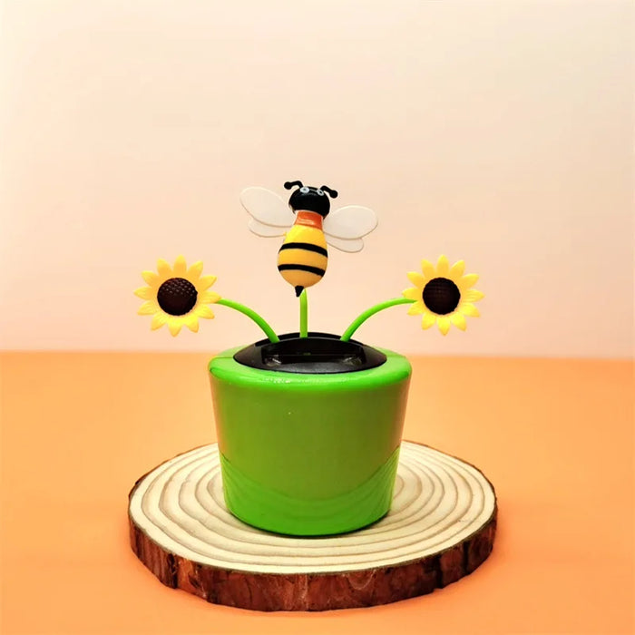 Solar Toys Cute Flower Butterfly Bee Swinging Doll Solar Car Ornament Creative Cartoon Flower Solar Desktop Ornament Decoration