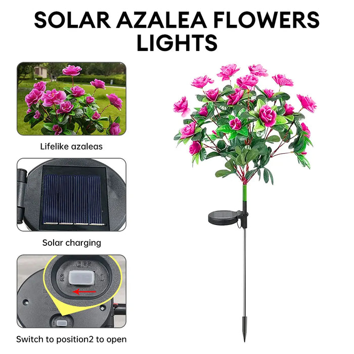 Solar Azalea Flower Lights Waterproof Garden Light Outdoor Pathway Lights Yard Lawn Patio Decorative Lamp Solar Landscape Light