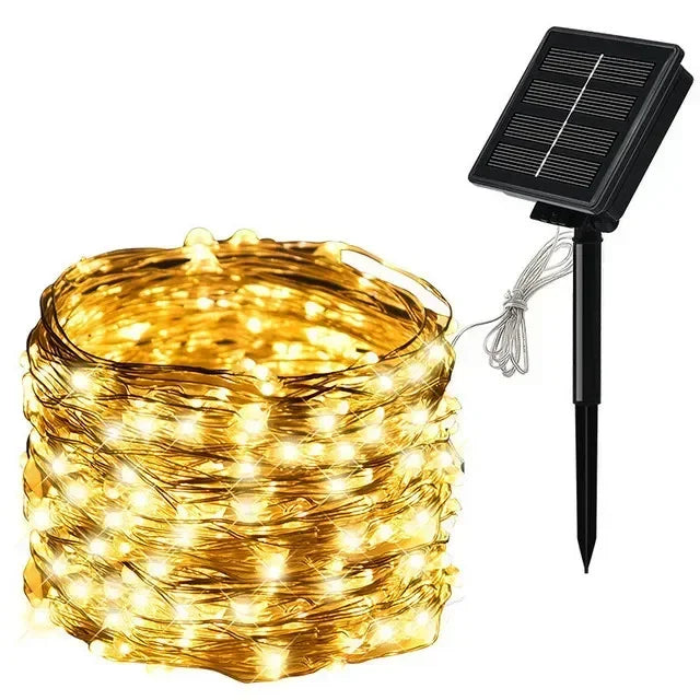 Solar String Fairy LED Lights Christmas Lights Waterproof Outdoor Garland Solar Power Lamp Christmas for Garden Decoration.