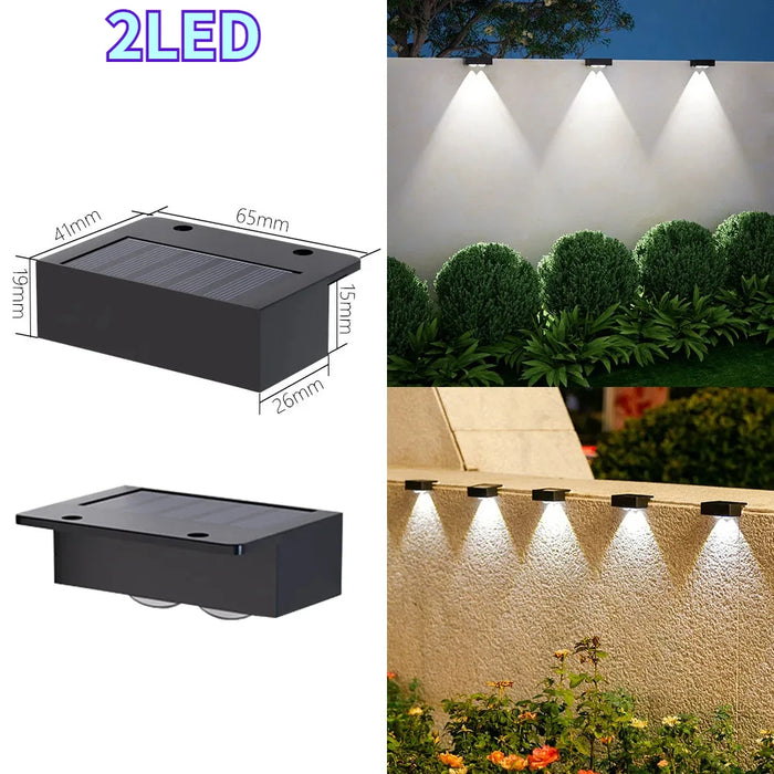 Solar Step Lights Solar Fence Lights Outdoor Waterproof LED Wall Lamps Deck Lights for Stair Fence Step Walkway Patio Garden
