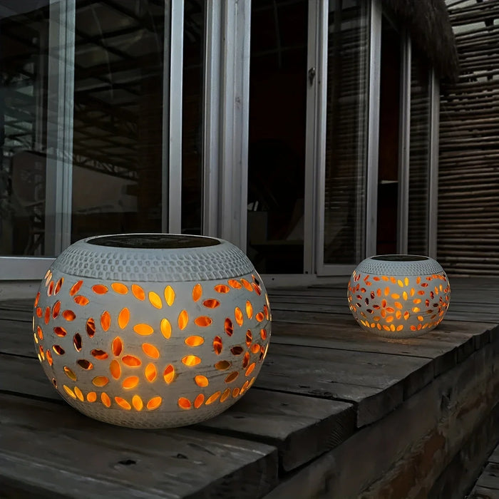 Solar Table Lanterns Outdoor Waterproof - LED Lamp White Metal Table Lights -Solar Powered Decorative Lantern for Desk Patio