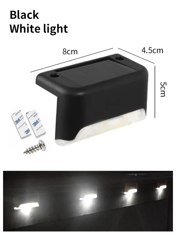 LED Solar Step Lights Outdoor Fence Light Garden Decorative Wall Lamp Waterproof For Courtyard Yard Pathway Railing Lighting