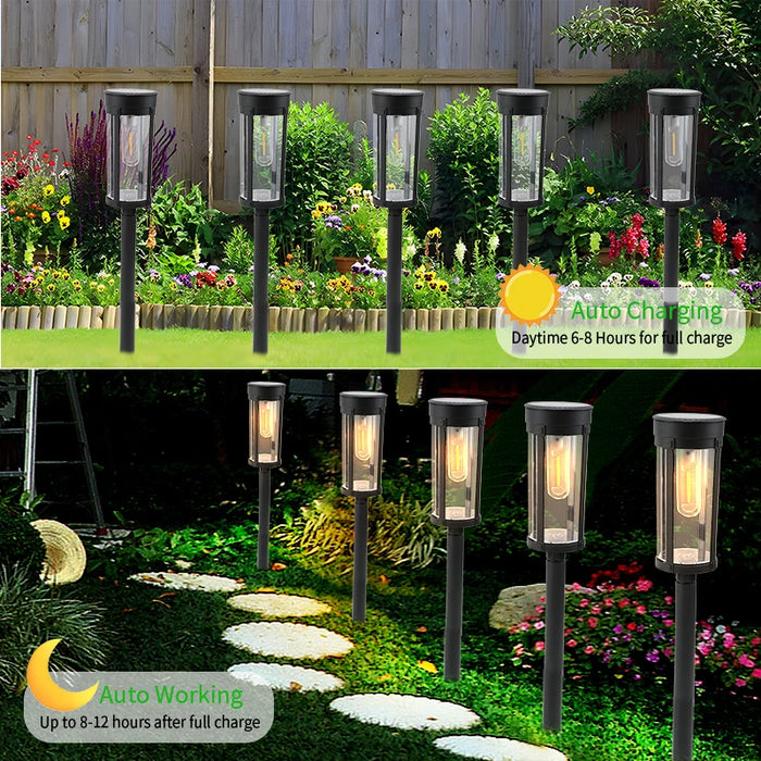 2PCS Solar Pathway Warm Lights Outdoor Waterproof Solar Powered Garden for Walkway Yard Backyard Landscape Lighting Decorative