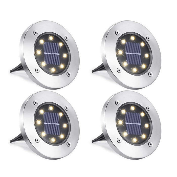 2-16 Pack Solar Ground Lights Outdoor 8 LED Waterproof Garden In-ground Pathway Landscape Lighting for Lawn Deck Patio Walkway
