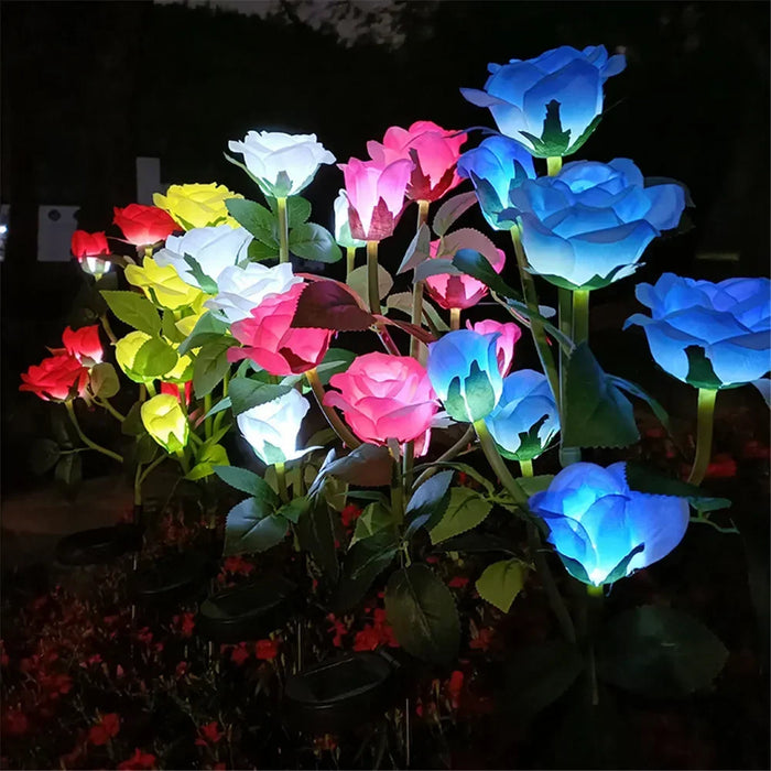 Solar Lights Outdoor Decorative Solar Garden Lights Rose Flower Lawn Lamp for Yard Patio Garden Decor Flowers