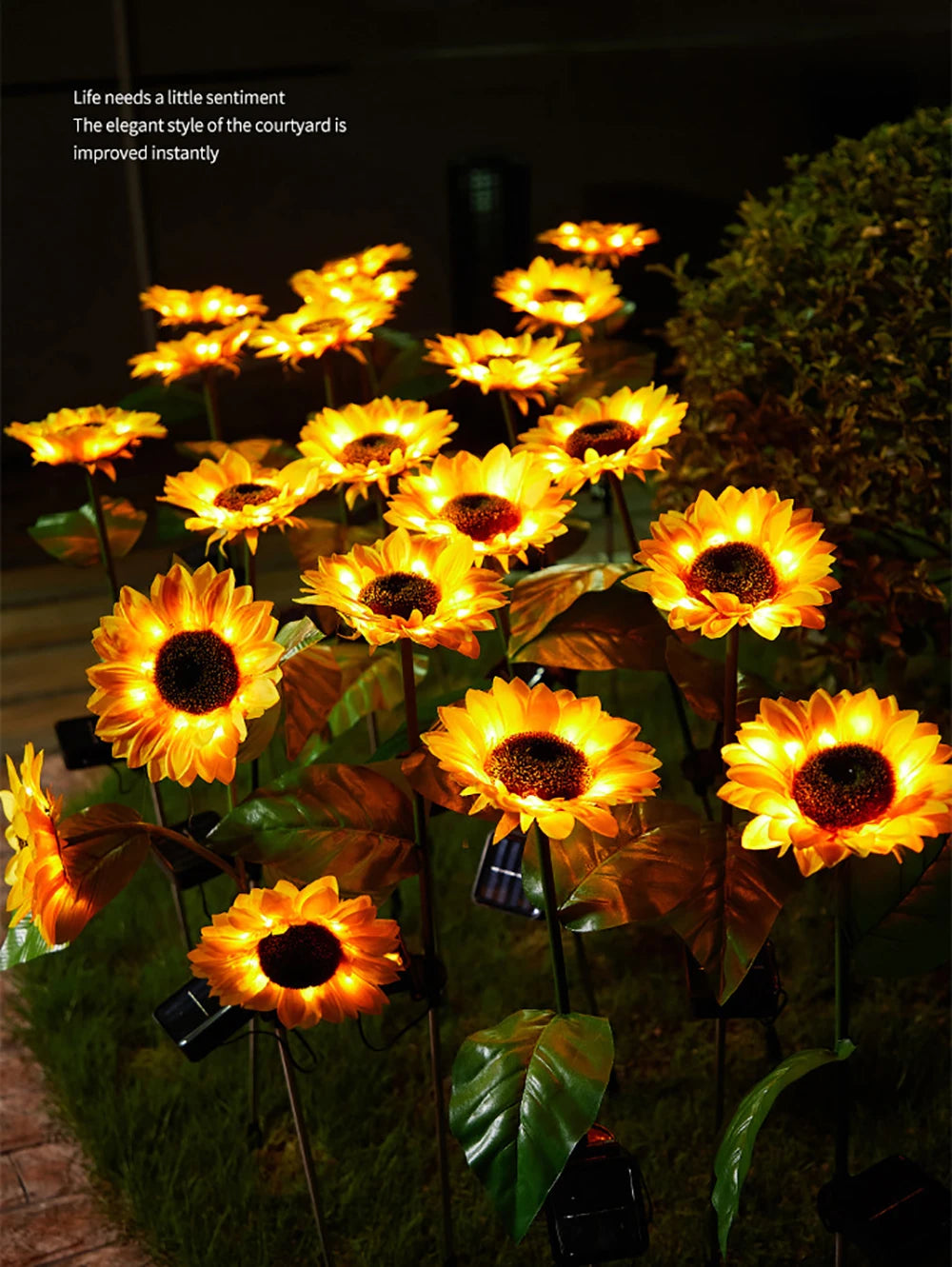 LED Solar Sunflower Outdoor Lawn Light IP65 Waterproof Pathway Yard Wedding Holiday Garden Decoration Solar Flowers Lamp