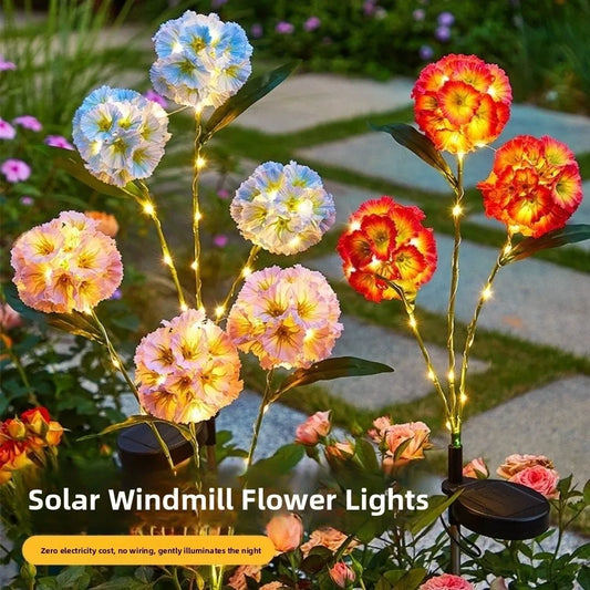Waterproof Solar Flower Light with 3 Head Ground Mounted Simulation Flower Lamp Warm light Intelligent Light Sensing