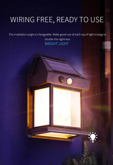 Solar Wall Lights Outdoor Tungsten Waterproof Wireless Motion Sensor Security Lamps Dusk to Dawn Lighting for Garden 1PCS NEW