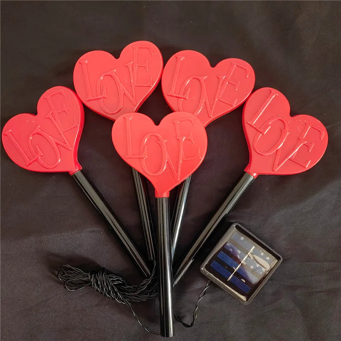 5pcs/lot Love Solar Outdoor Lights Valentine's Day Decor LED Lights Garden Decorations Pathway Lights Ground Plug Light 1006