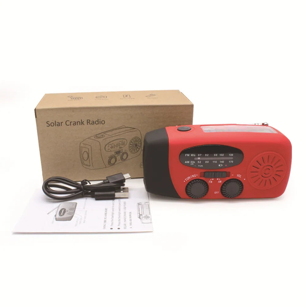 AM/FM/NOAA Emergency Weather Radio Hand Crank Solar Weather Radio Portable Power Bank with Solar Charging Battery