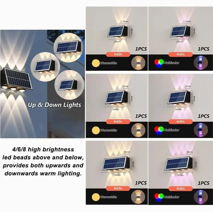 Solar Lights Outdoor Waterproof Atmosphere Wall Lamp Up And Down Light for Garden Yard Street Balcony Terrace Camping Decoration