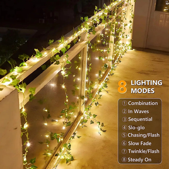 Solar Fairy Lights 2/5/10 M Solar Artificial Ivy Leaf Led String 8 Modes Solar Outdoor Light for Yard Garden Wedding Party Decor