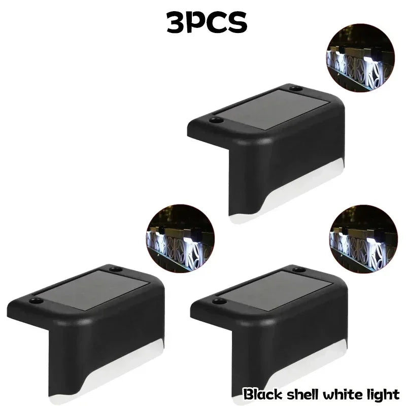 Solar Powered Step Lights Outdoor Fence Lights Waterproof Staircase Step Lights Courtyard Railings Balcony Decorative Wall Light