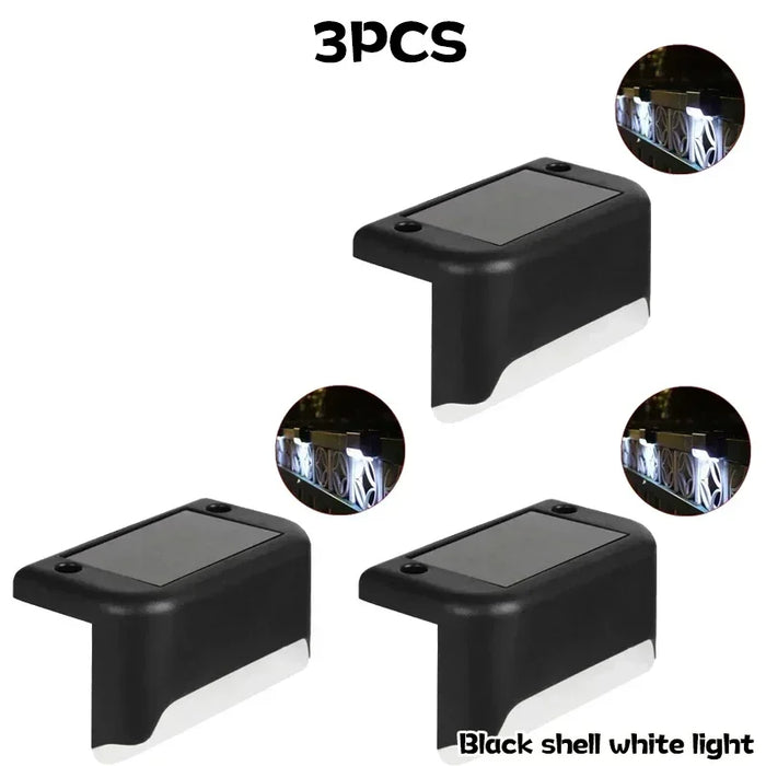 Solar Powered Step Lights Outdoor Fence Lights Waterproof Staircase Step Lights Courtyard Railings Balcony Decorative Wall Light