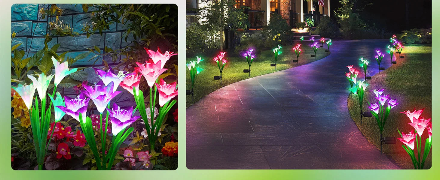 Outdoor Solar Lights Solar Garden Lawn Lights Bigger Lily Flowers landscape lighting for Outdoor Patio Yard Garden Decoration