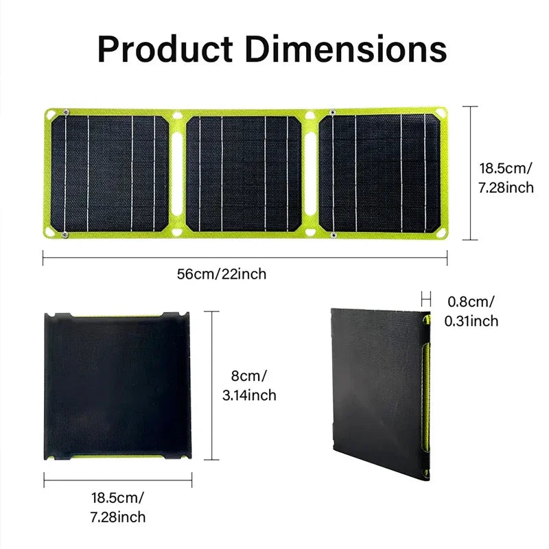 Outdoor 100W Portable Solar Panel 5V 9V 12V Foldable Solar Cell Phone Charger PD+USB For Camping Travel Fishing Power Station