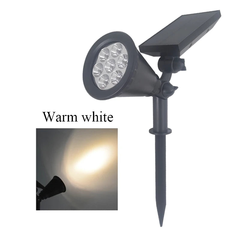 Bright 7LED Solar Landscape Spotlights Outdoor Adjustable 2-in-1 Wall Light for House Yard Garden Solar Powered Outdoor Lighting